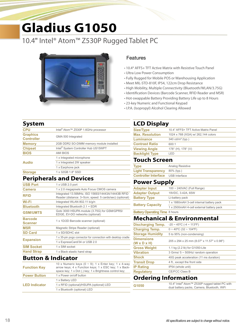 Impulse G1050 User Manual | 2 pages