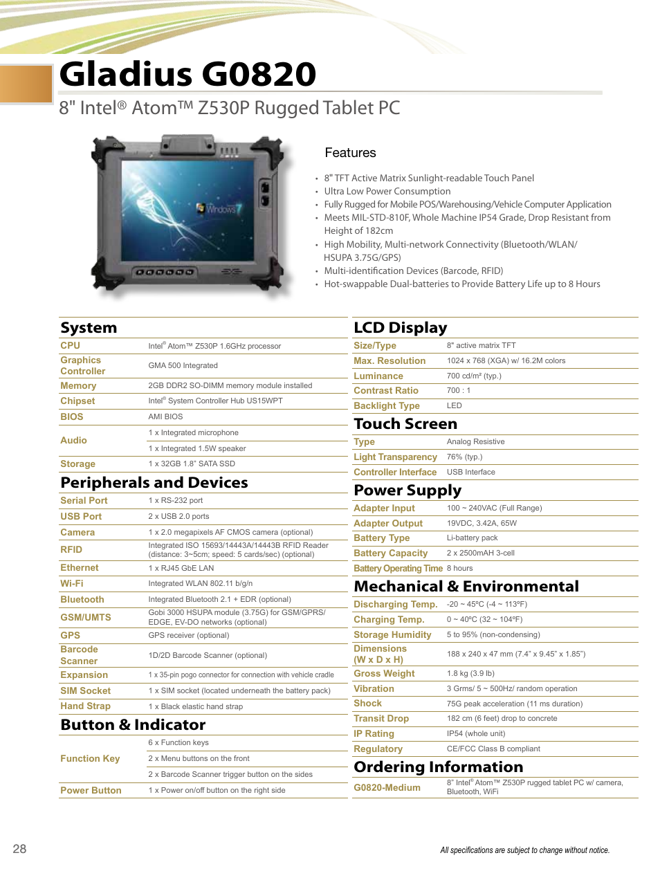 Impulse G0820 User Manual | 2 pages