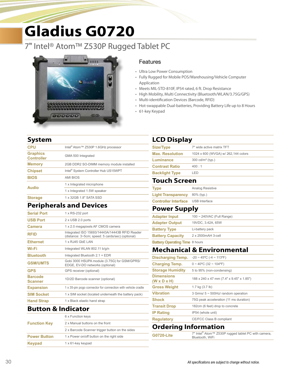 Impulse G0720 User Manual | 2 pages