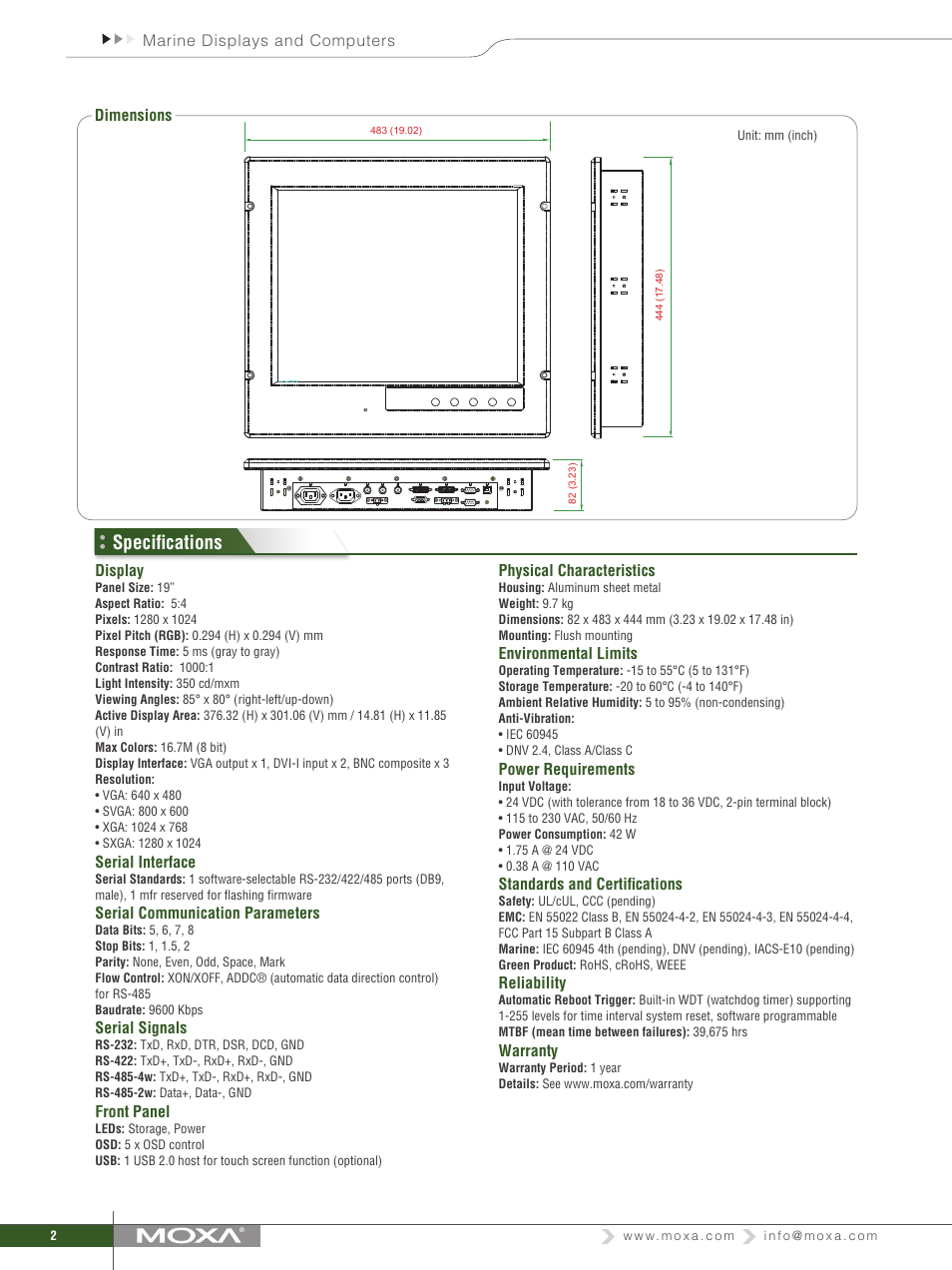 Specifications | Impulse MD-119 User Manual | Page 2 / 3