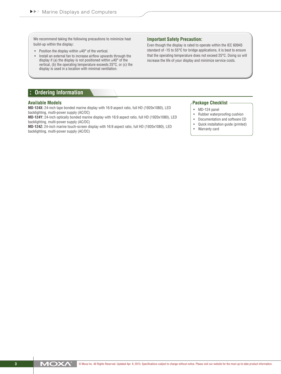 Ordering information | Impulse MD-124 User Manual | Page 3 / 3