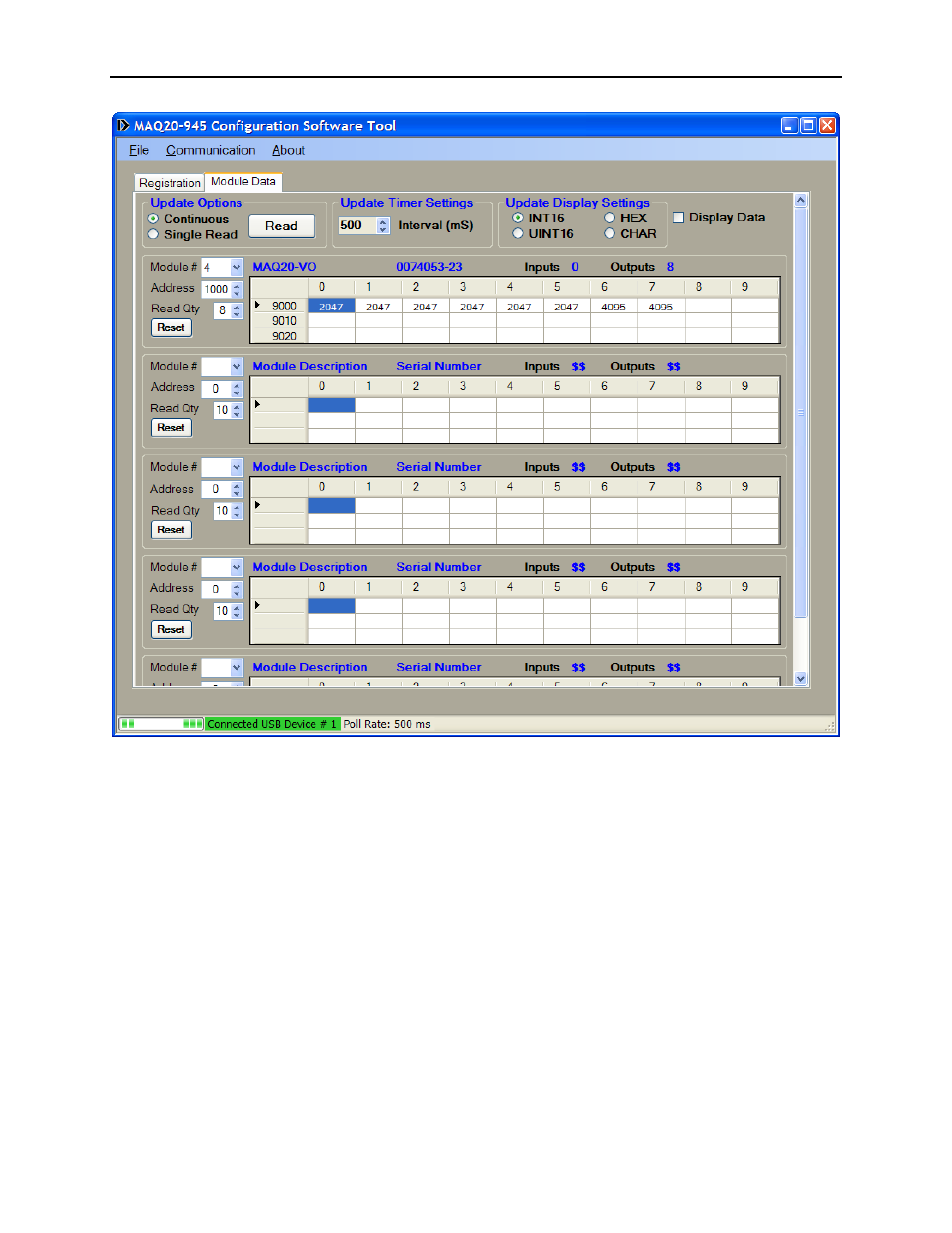 Module data tab | Impulse MAQ20-940 Configuration User Manual | Page 10 / 25