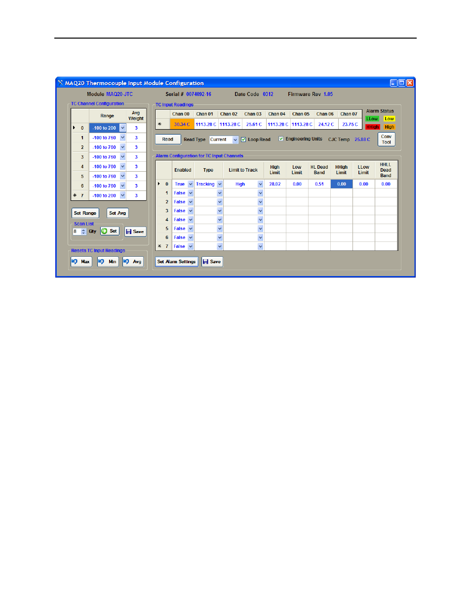 Tc channel configuration, Tc input readings | Impulse MAQ20-940 Configuration User Manual | Page 14 / 25