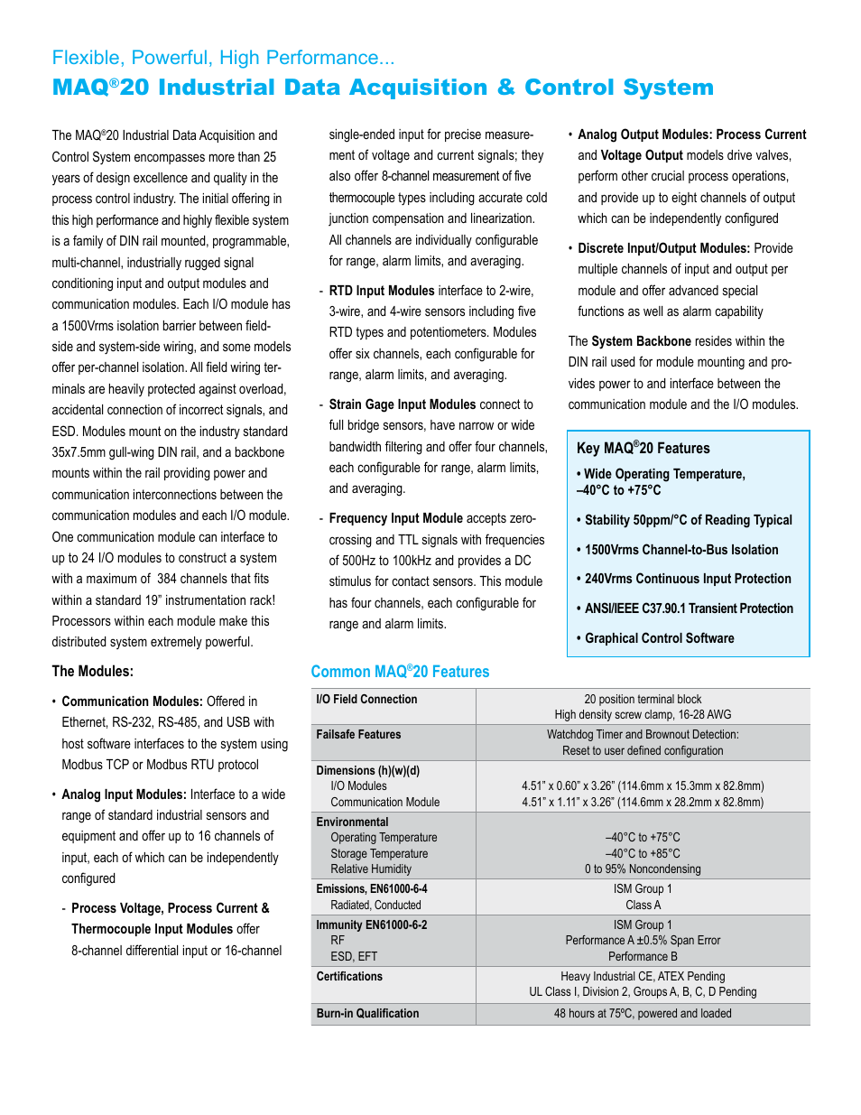 20 industrial data acquisition & control system, Flexible, powerful, high performance | Impulse MAQ20 User Manual | Page 2 / 8