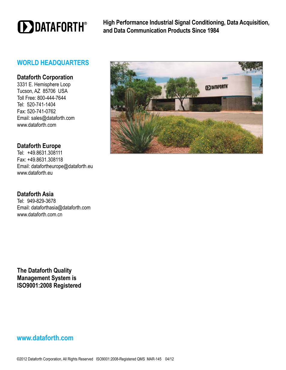 World headquarters | Impulse MAQ20 User Manual | Page 8 / 8