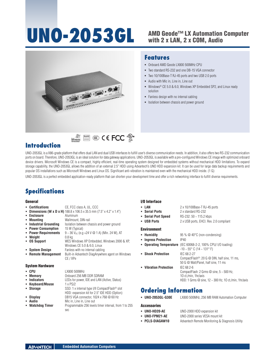 Impulse UNO-2053GL User Manual | 1 page
