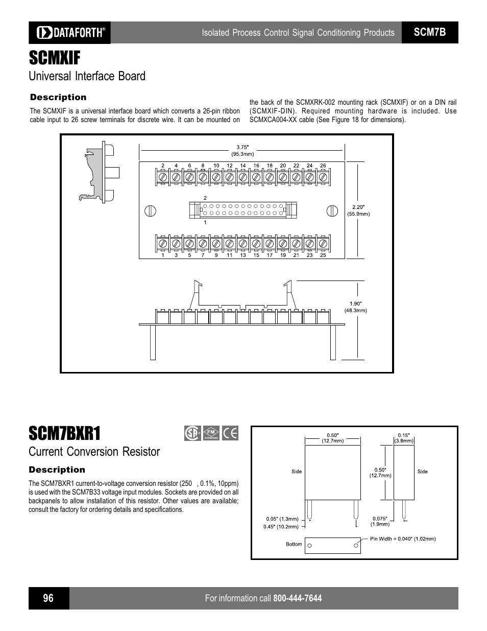 Scmxif, Scm7bxr1, Universal interface board | Current conversion resistor, Scm7b | Impulse SCMXIF User Manual | Page 10 / 11