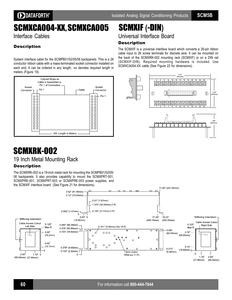 Scmxrk-002, Scmxif (-din), Interface cables | 19 inch metal mounting rack, Universal interface board | Impulse SCMPB01 User Manual | Page 15 / 18