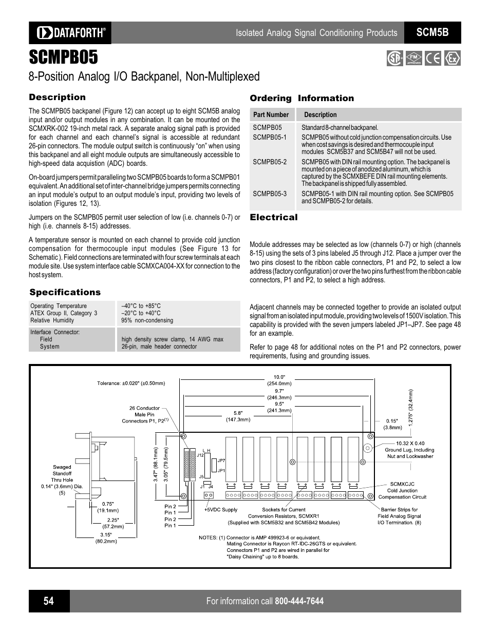 Scmpb05, Position analog i/o backpanel, non-multiplexed, Scm5b | Impulse SCMPB01 User Manual | Page 9 / 18