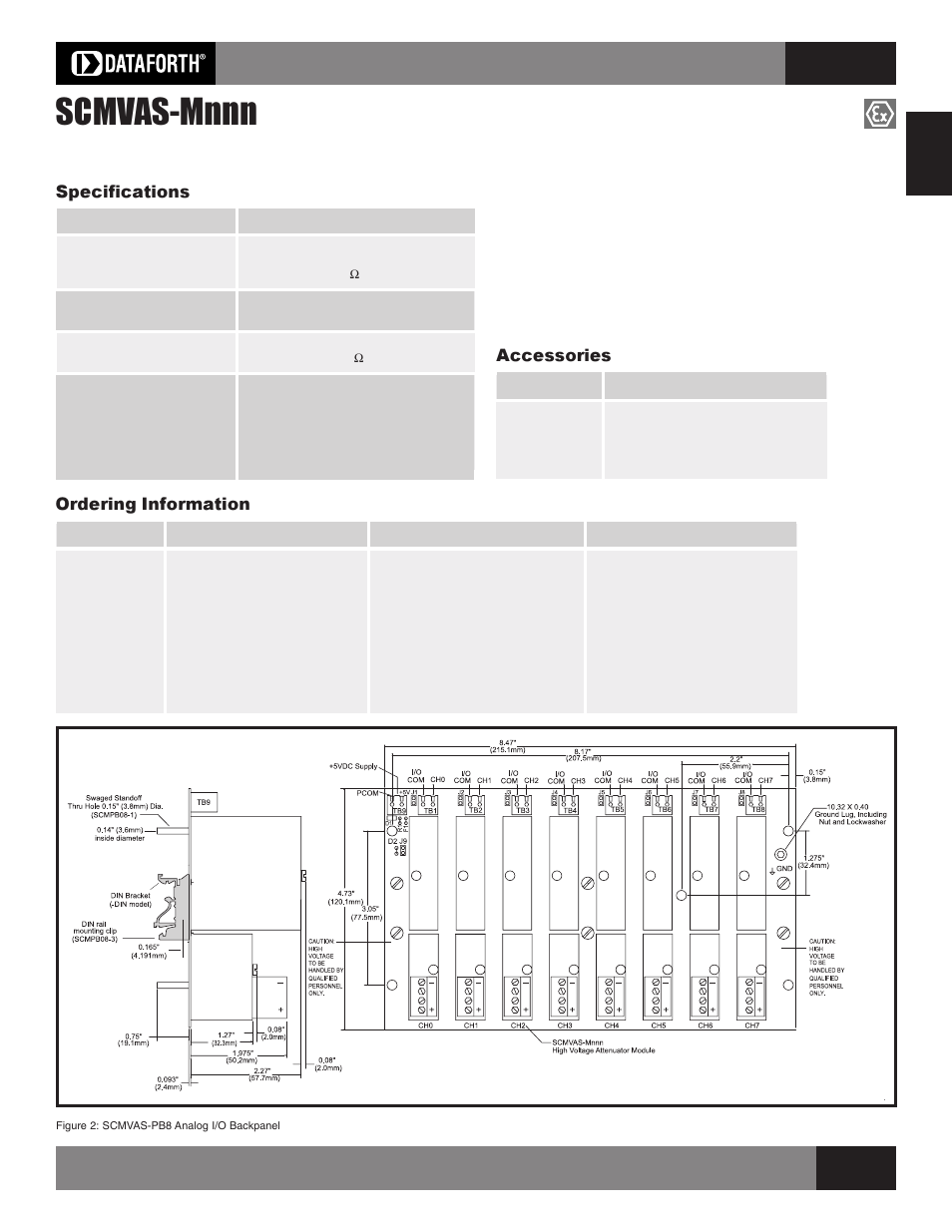 Scmvas-mnnn, High voltage attenuator modules, Scm5b | Isolated analog signal conditioning products | Impulse SCMVAS-PB8 User Manual | Page 3 / 5