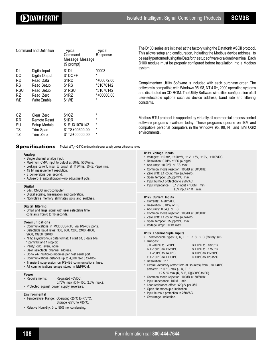 Scm9b, Isolated intelligent signal conditioning products, Specifications | Impulse SCM9B-D100 Series User Manual | Page 2 / 3