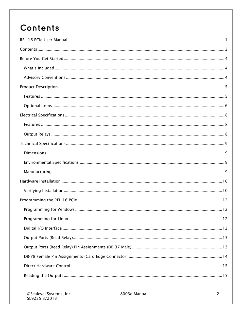 Impulse 8003e User Manual | Page 2 / 30