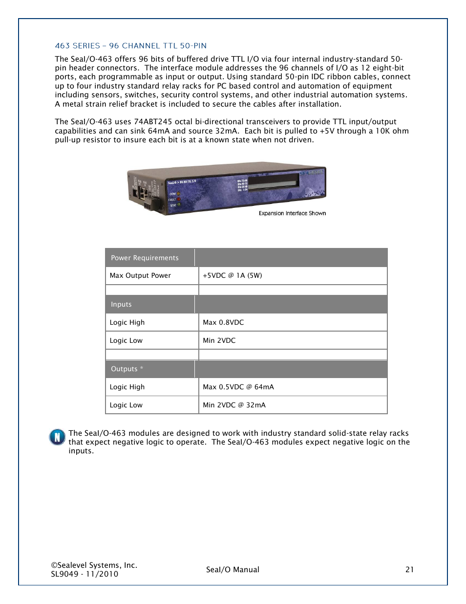 463 series | Impulse 463N User Manual | Page 21 / 109