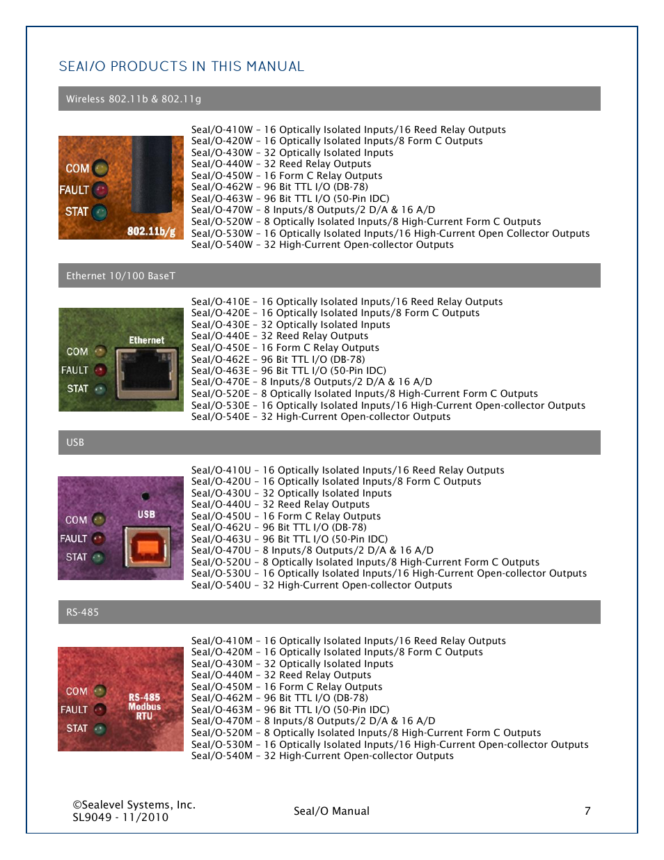 Seai/o products | Impulse 463N User Manual | Page 7 / 109