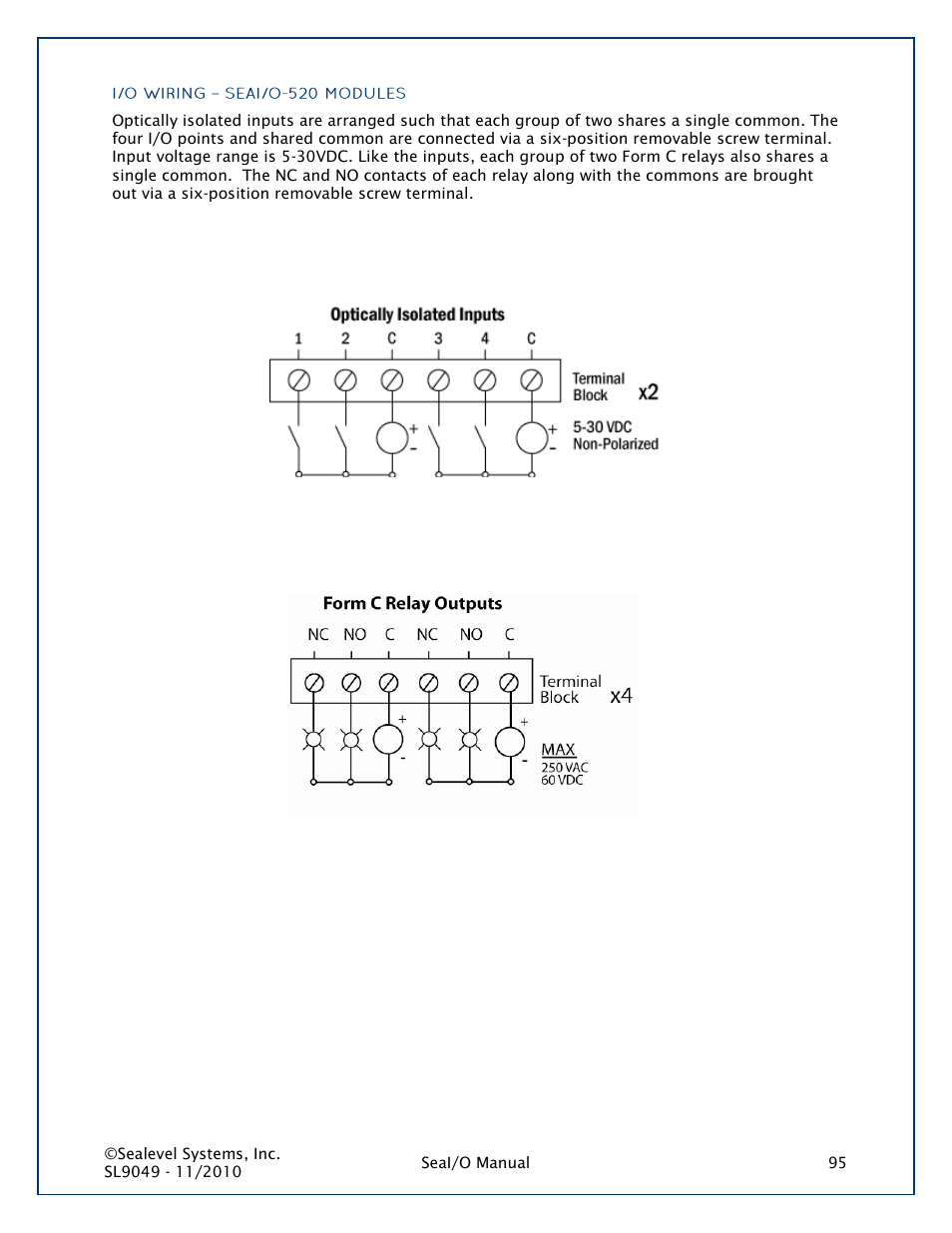 I/o wiring - seai/o-520 modules | Impulse 463N User Manual | Page 95 / 109