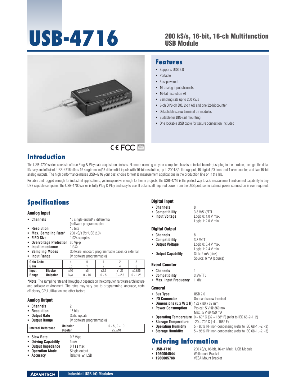 Impulse USB-4716 User Manual | 1 page