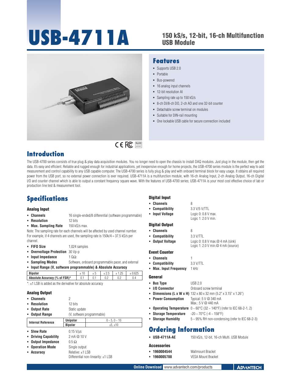 Impulse USB-4711A User Manual | 1 page
