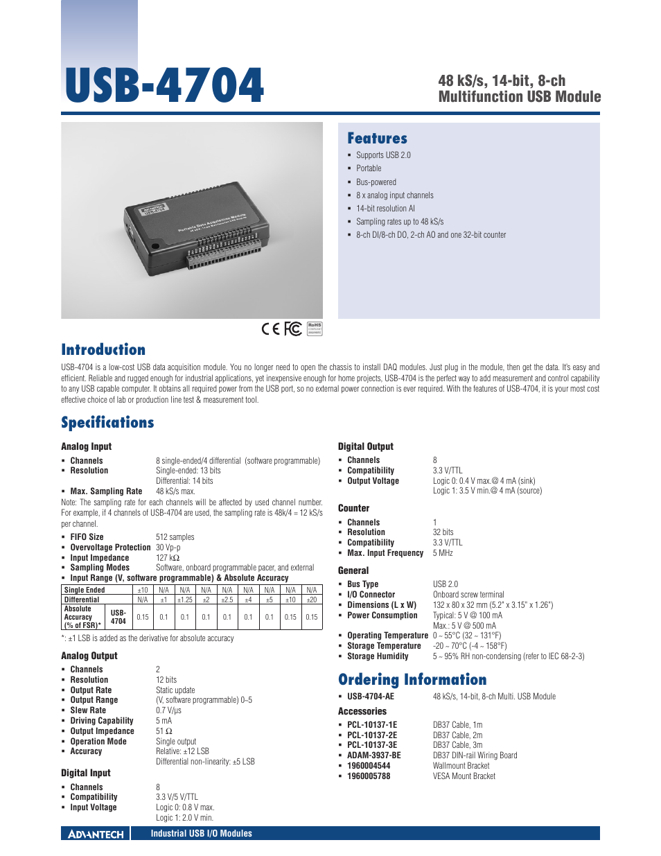 Impulse USB-4704 User Manual | 1 page