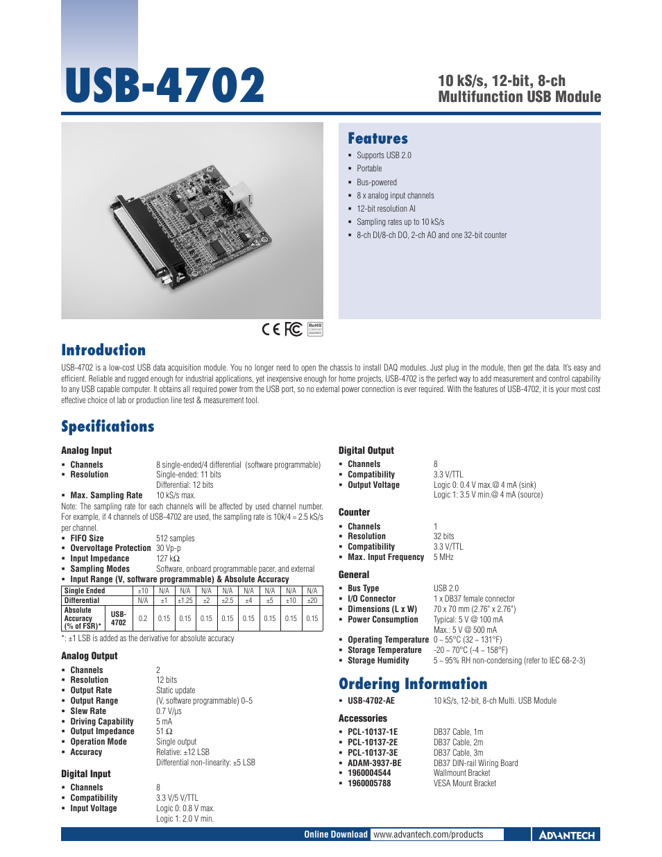 Impulse USB-4702 User Manual | 1 page