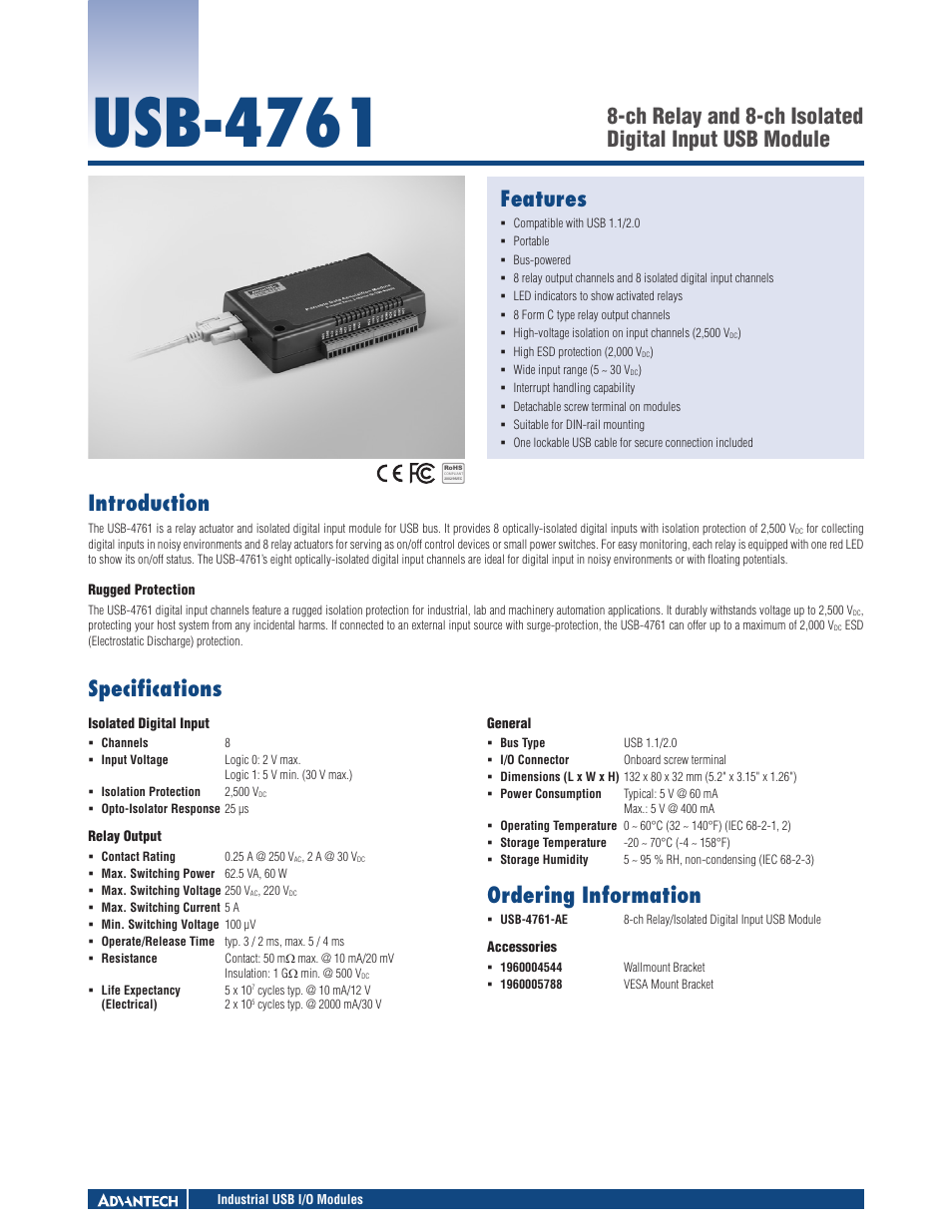 Impulse USB-4761 User Manual | 1 page