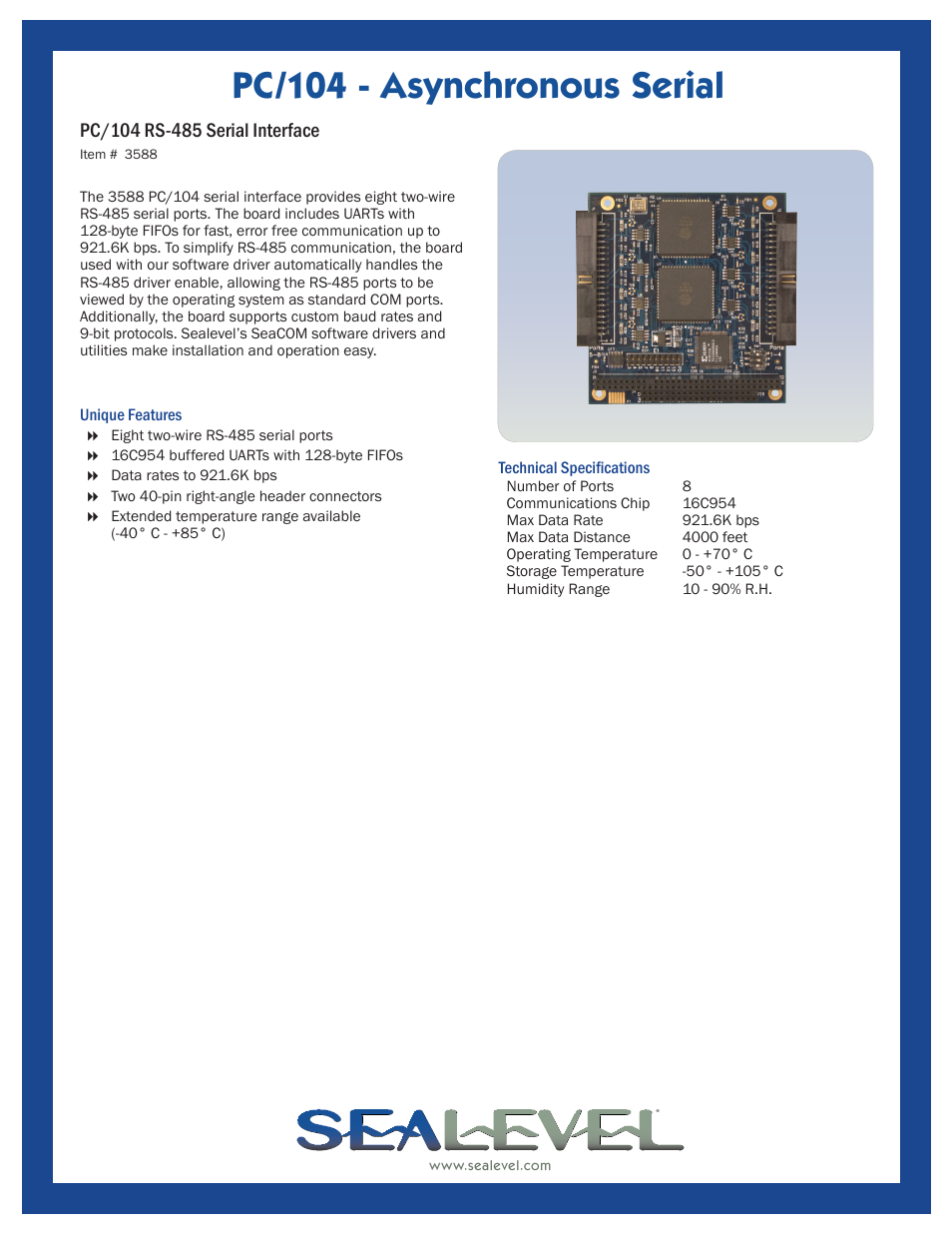 Impulse PC_104 RS‑485 Serial Interface (3588) User Manual | 1 page