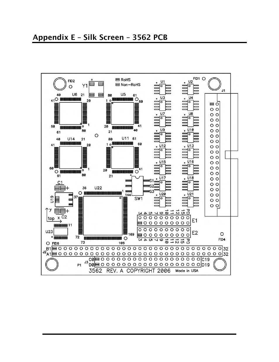 Appendix e – silk screen – 3562 pcb, Warranty | Impulse SIO-104+16.485 (3562) User Manual | Page 19 / 20