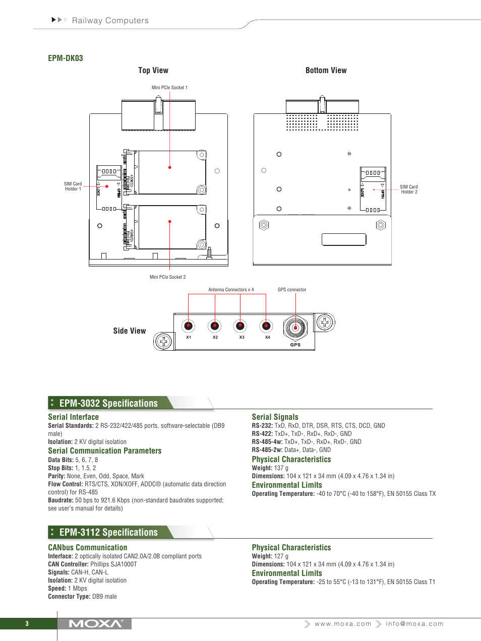 Epm-3032 specifications, Epm-3112 specifications | Impulse V2400 Series Expansion Modules User Manual | Page 3 / 7
