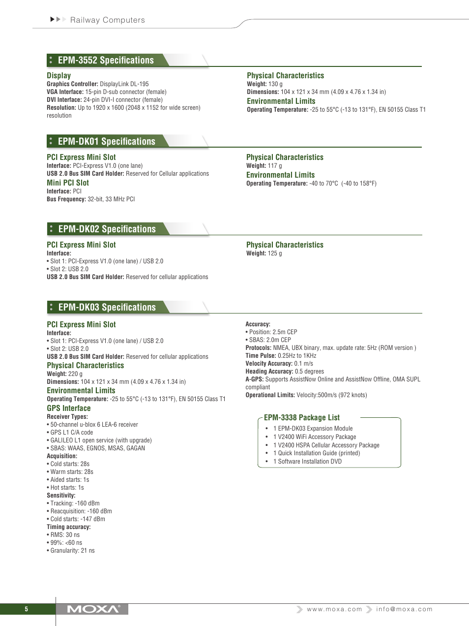 Epm-dk02 specifications, Epm-dk03 specifications | Impulse V2400 Series Expansion Modules User Manual | Page 5 / 7