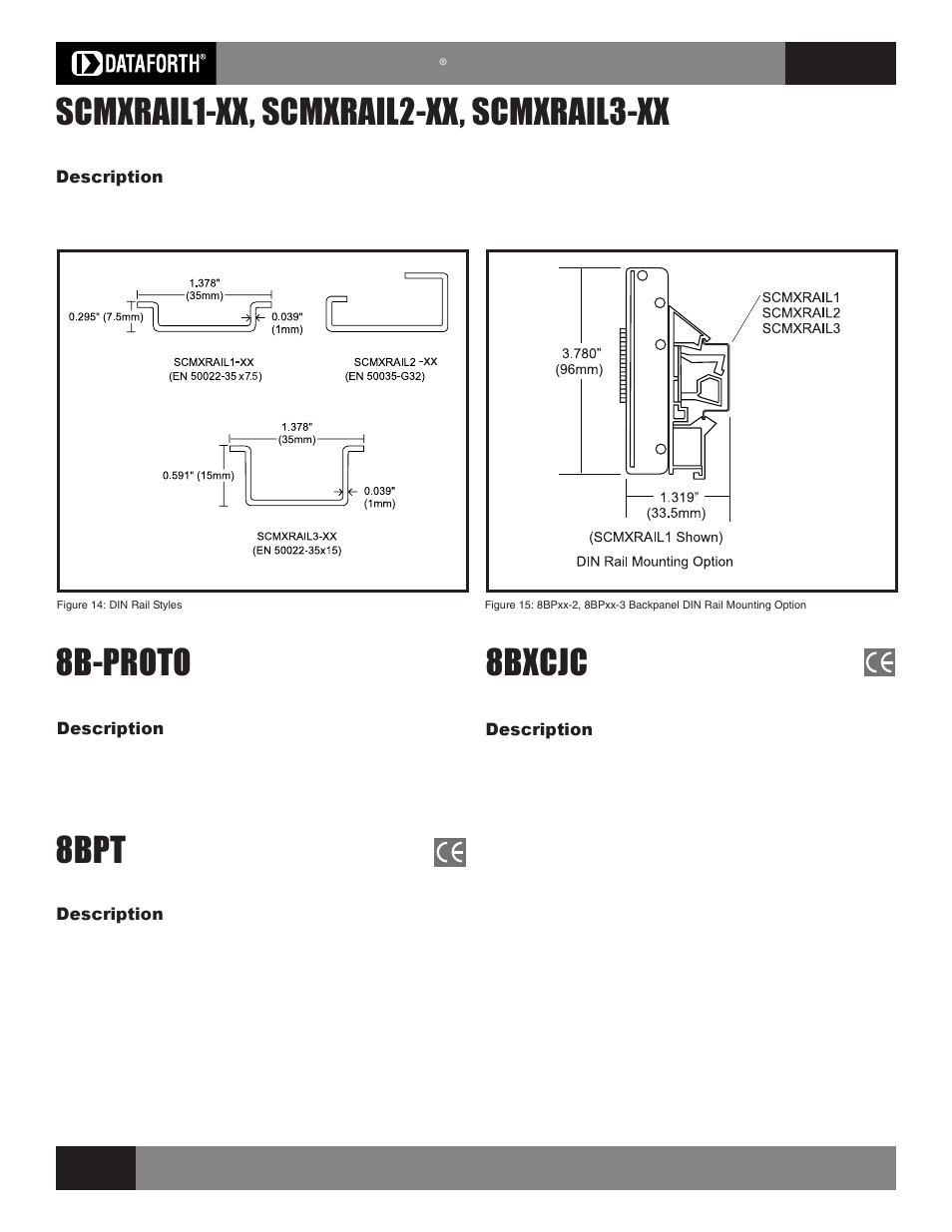 Scmxrail1-xx, scmxrail2-xx, scmxrail3-xx, 8bxcjc, 8bpt | 8b-proto, Din rail, Cold junction compensation sensor, Pass-through module, Breadboard kit | Impulse SCMXRK-002 User Manual | Page 10 / 10