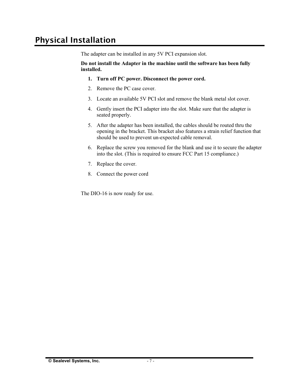 Physical installation | Impulse 3096 User Manual | Page 9 / 21