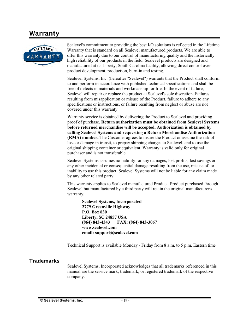 Warranty | Impulse 3094 User Manual | Page 21 / 21