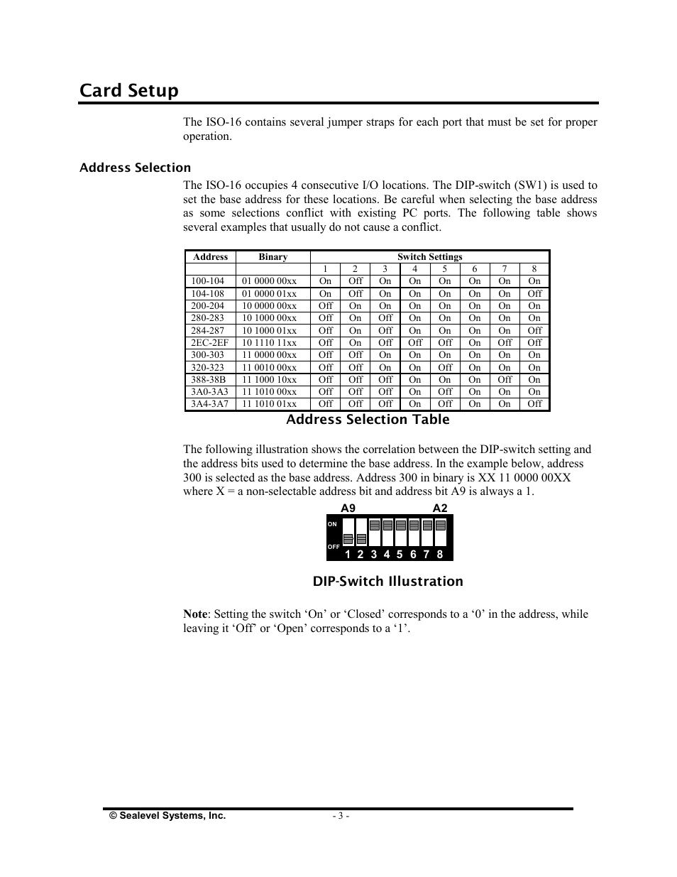 Card setup | Impulse 3094 User Manual | Page 5 / 21