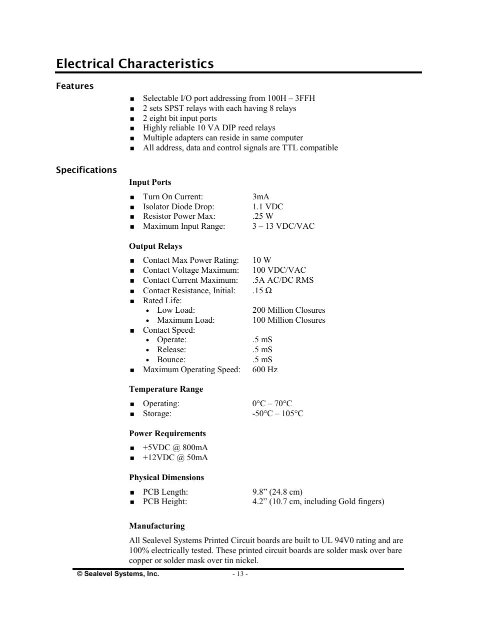 Electrical characteristics | Impulse 3093 User Manual | Page 15 / 21