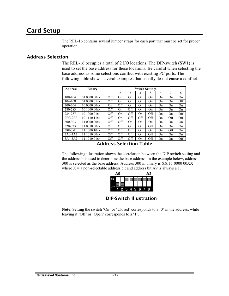 Card setup | Impulse 3095 User Manual | Page 5 / 18