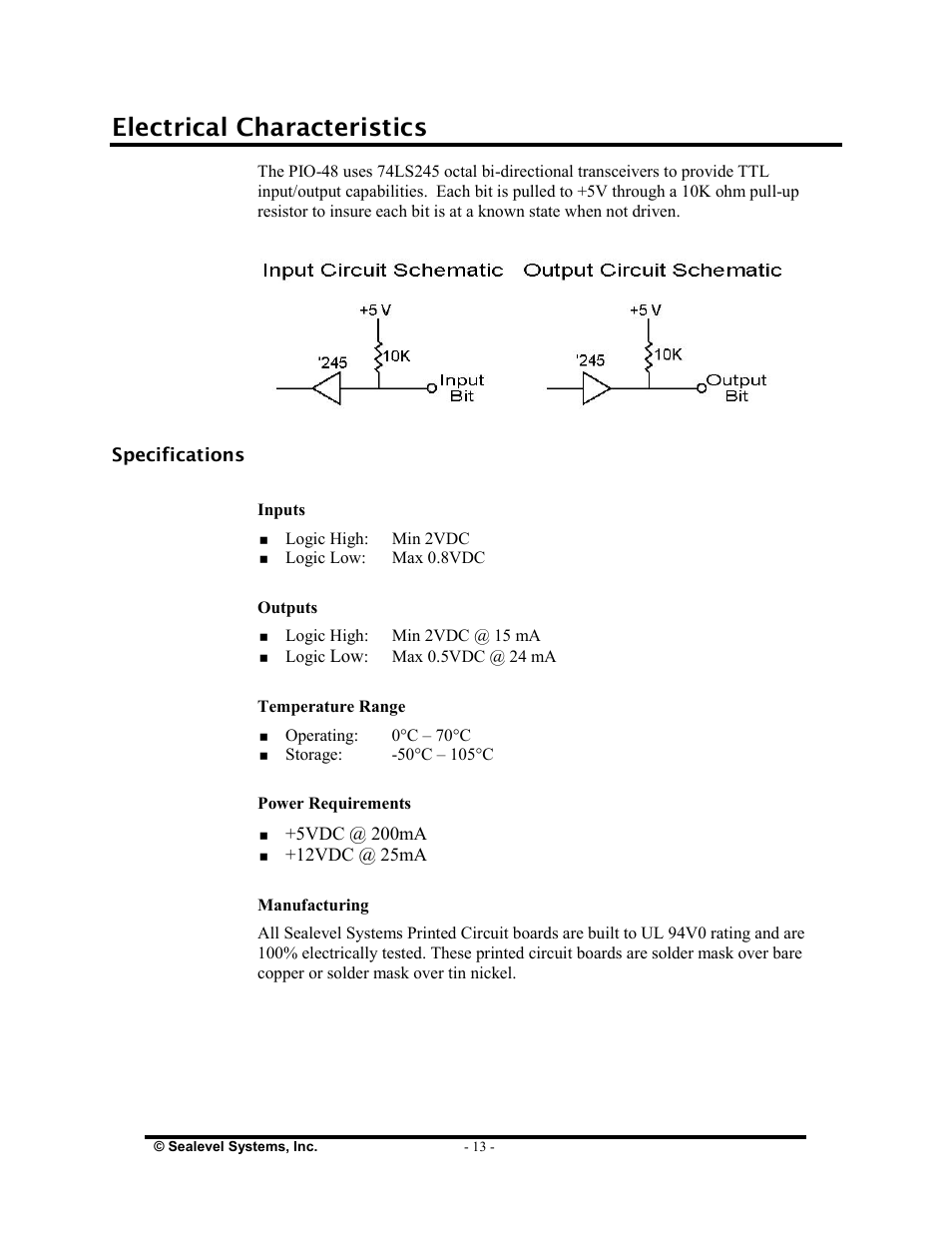 Electrical characteristics | Impulse 4030 User Manual | Page 15 / 21