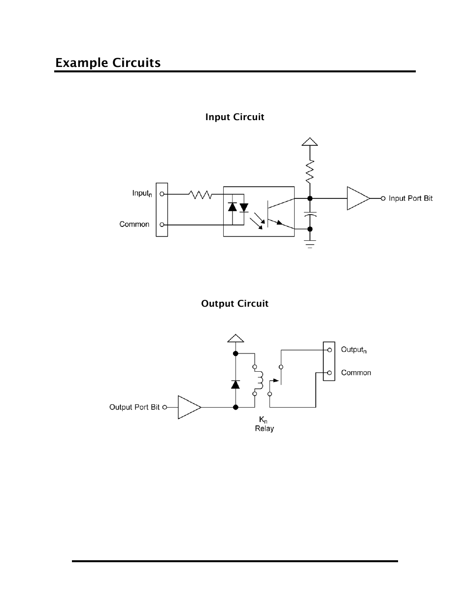 Example circuits, Input circuit, Output circuit | Impulse 8004e User Manual | Page 21 / 28
