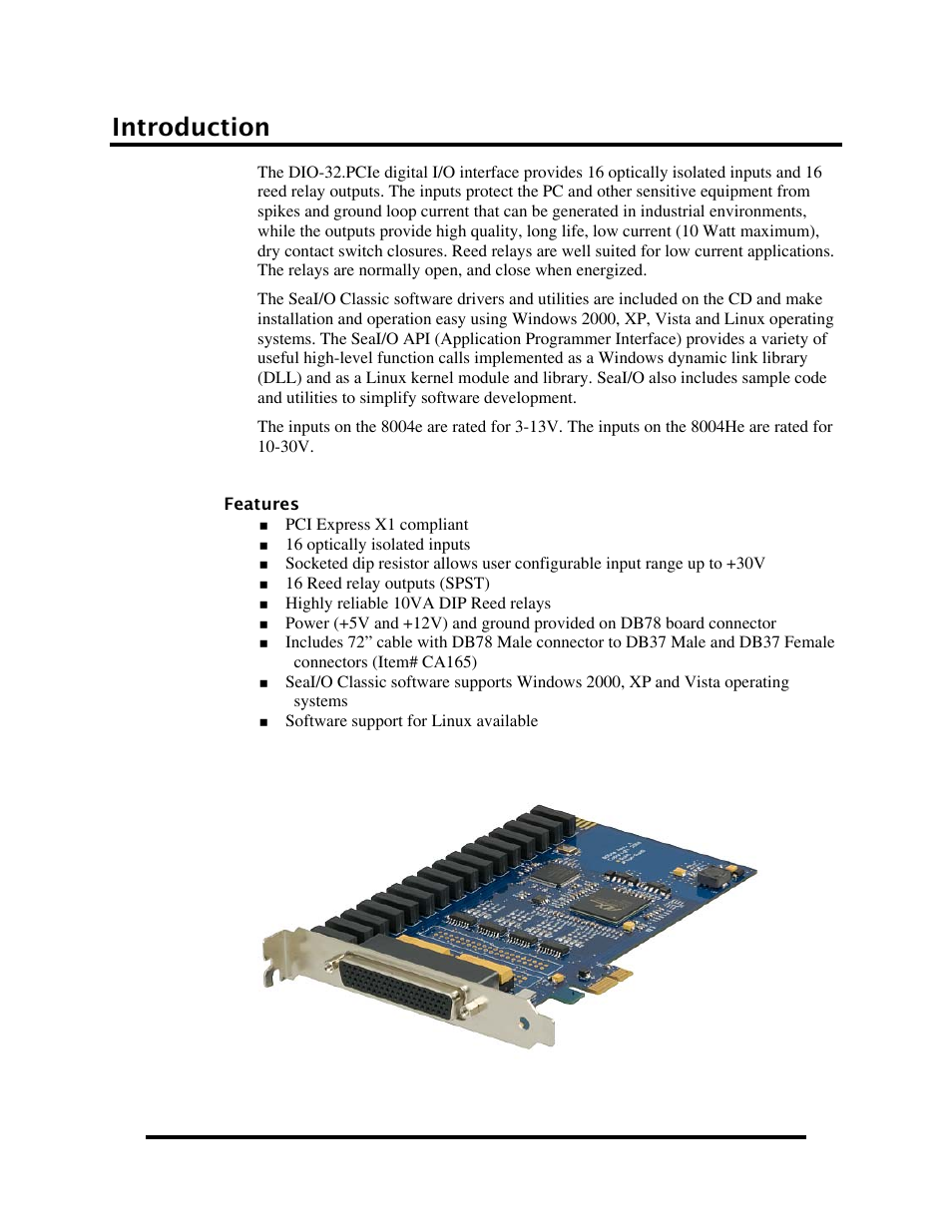 Introduction, Features | Impulse 8004e User Manual | Page 3 / 28