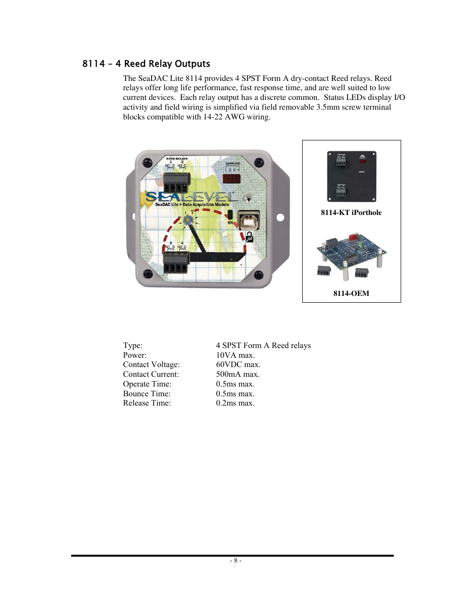 8114 – 4 reed relay outputs | Impulse 8126 User Manual | Page 10 / 42