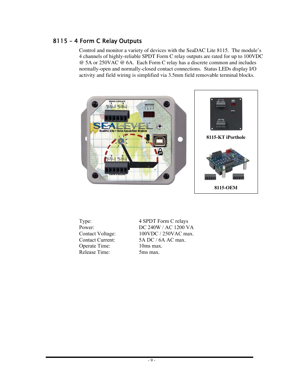 8115 – 4 form c relay outputs | Impulse 8126 User Manual | Page 11 / 42