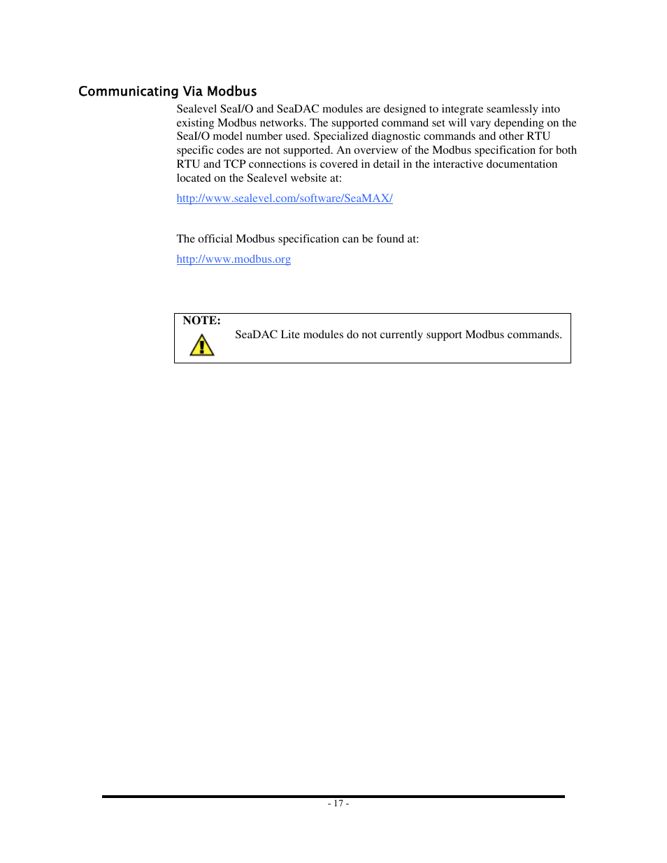 Communicating via modbus, Ommunicating, Odbus | Impulse 8126 User Manual | Page 19 / 42