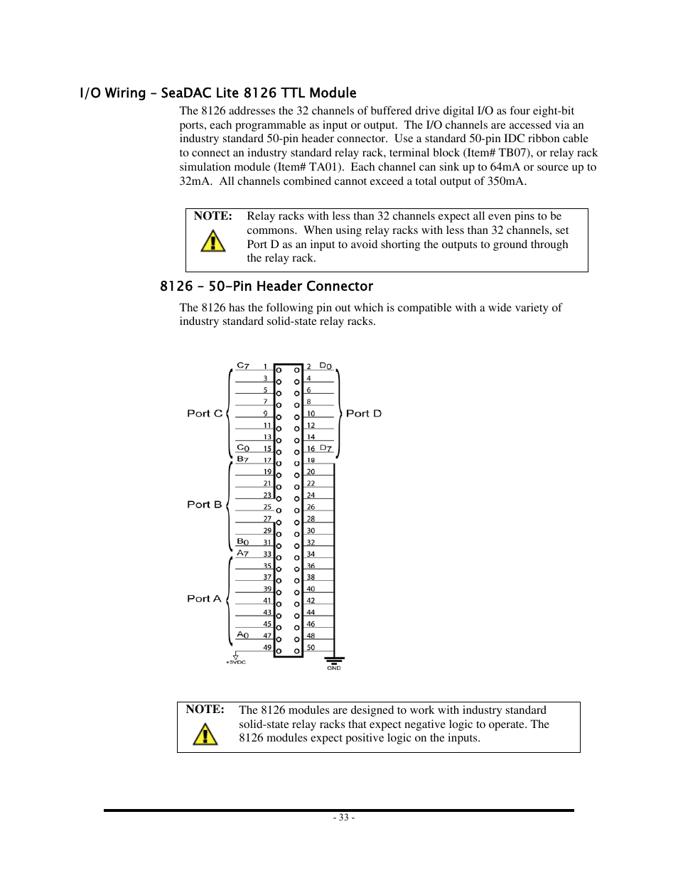 I/o wiring – seadac lite 8126 ttl module, Iring, Odule | Impulse 8126 User Manual | Page 35 / 42