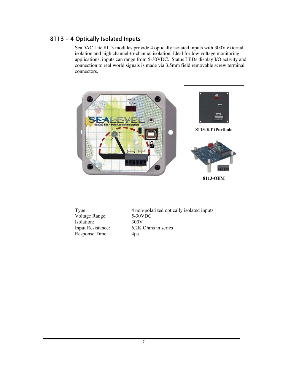 8113 – 4 optically isolated inputs | Impulse 8126 User Manual | Page 9 / 42