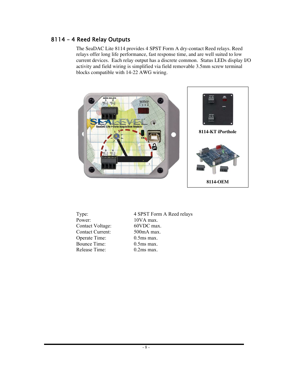 8114 – 4 reed relay outputs | Impulse 8112 User Manual | Page 10 / 41