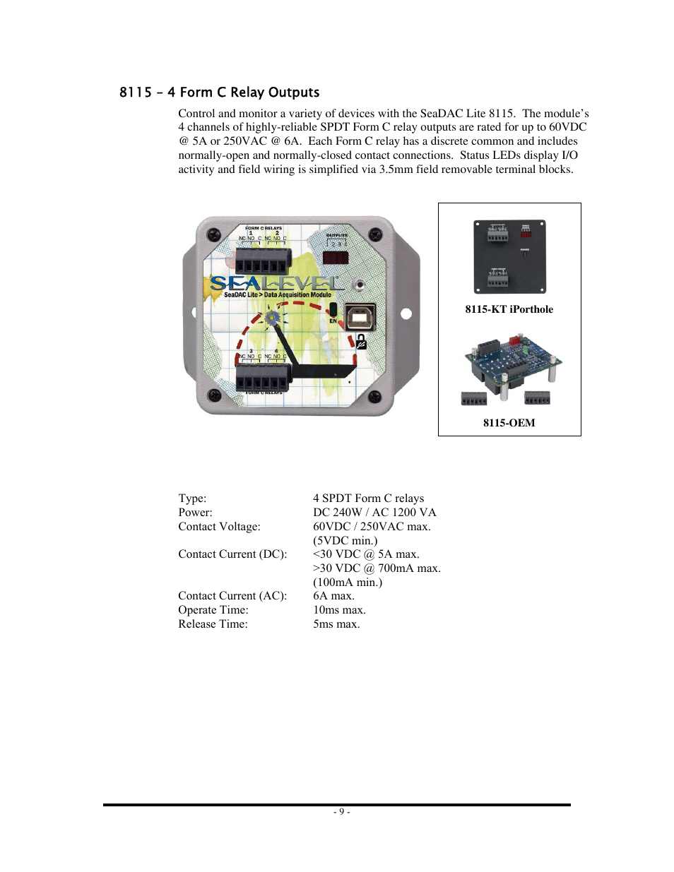 8115 – 4 form c relay outputs | Impulse 8112 User Manual | Page 11 / 41