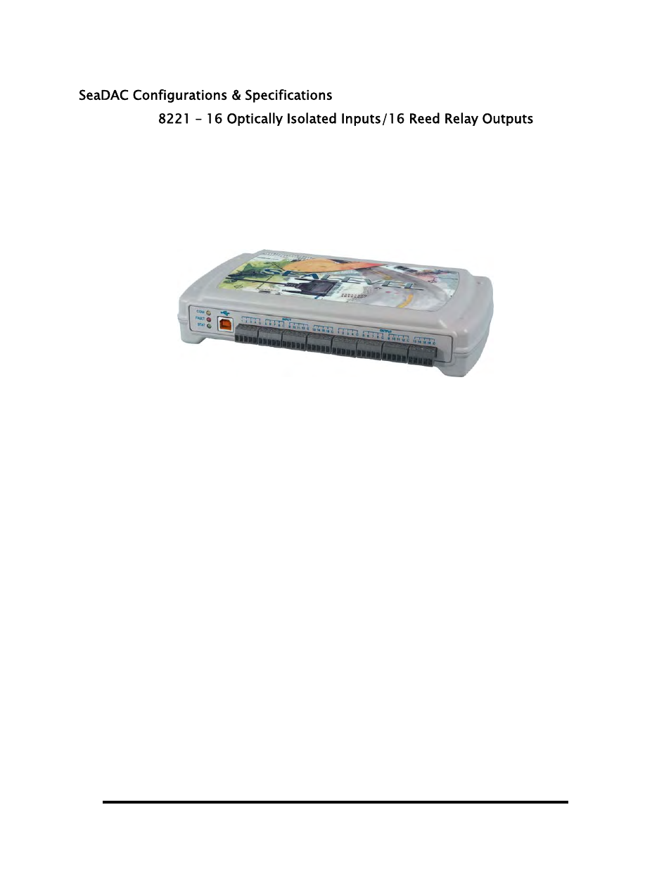 Seadac configurations & specifications, Onfigurations, Pecifications | Impulse 8224 User Manual | Page 8 / 41