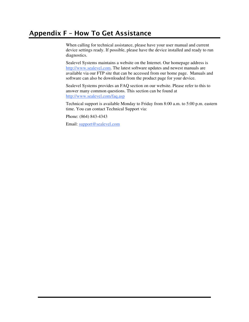 Appendix f – how to get assistance | Impulse 463E User Manual | Page 107 / 109