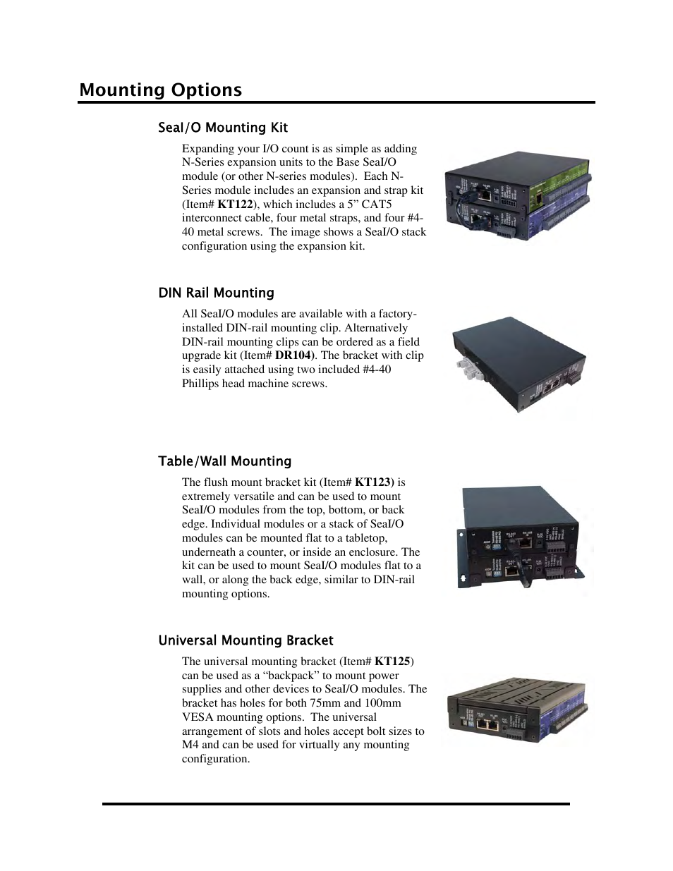 Accessories, Mounting options | Impulse 463E User Manual | Page 37 / 109