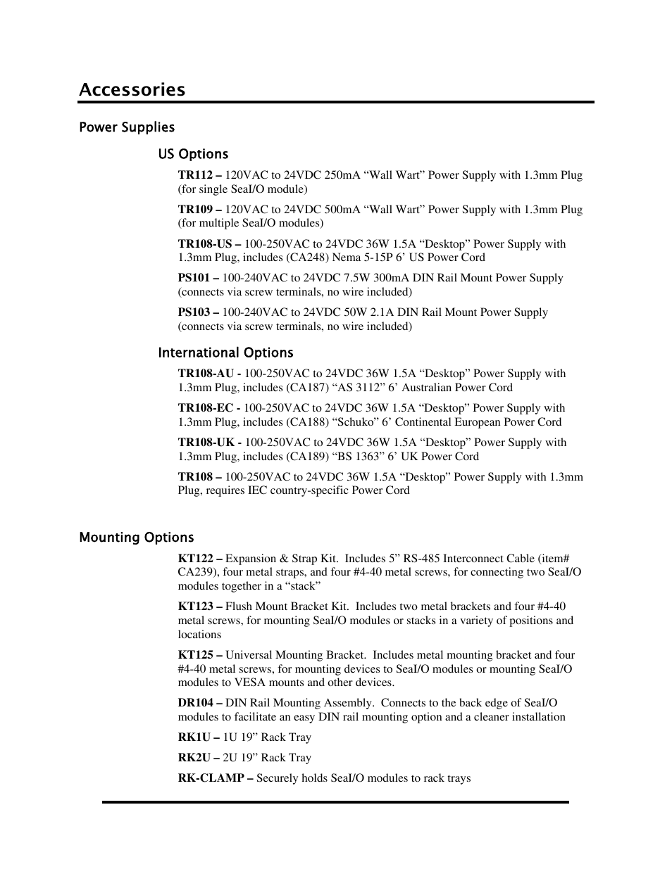 Accessories | Impulse 463E User Manual | Page 38 / 109