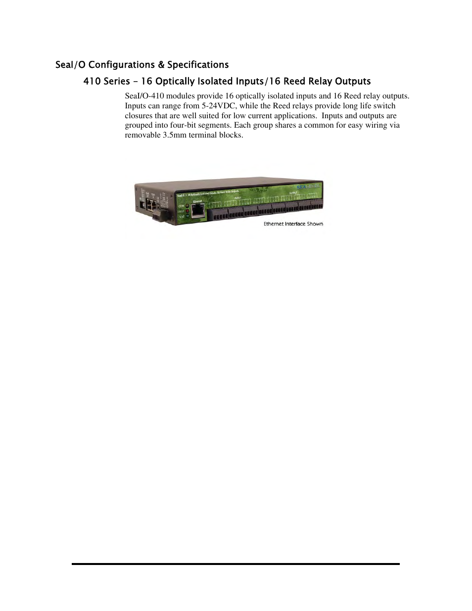 Seai/o configurations & specifications | Impulse 463E User Manual | Page 8 / 109