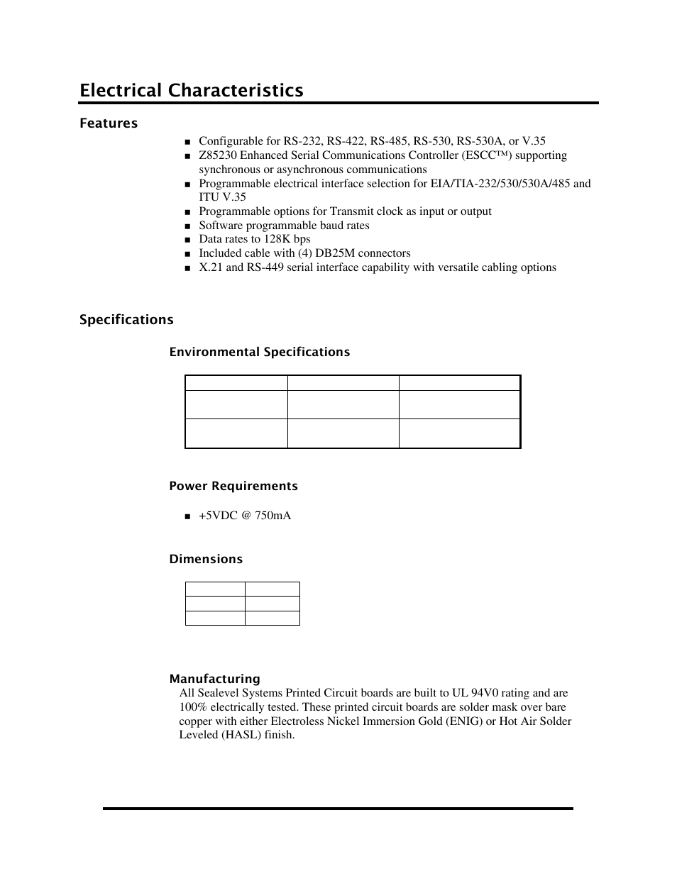 Electrical characteristics | Impulse 5402 User Manual | Page 12 / 19